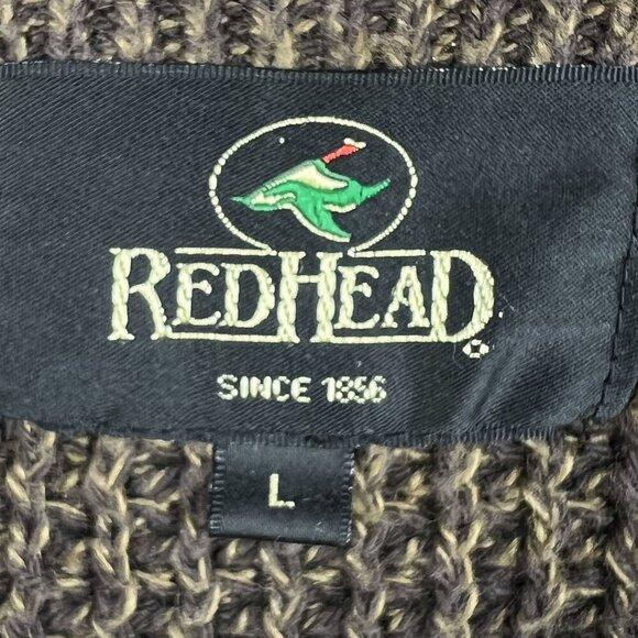 VTG Redhead Mens L Textured Henley Sweater Chocolate Heavyweight Chunky Timeless - Picture 13 of 16